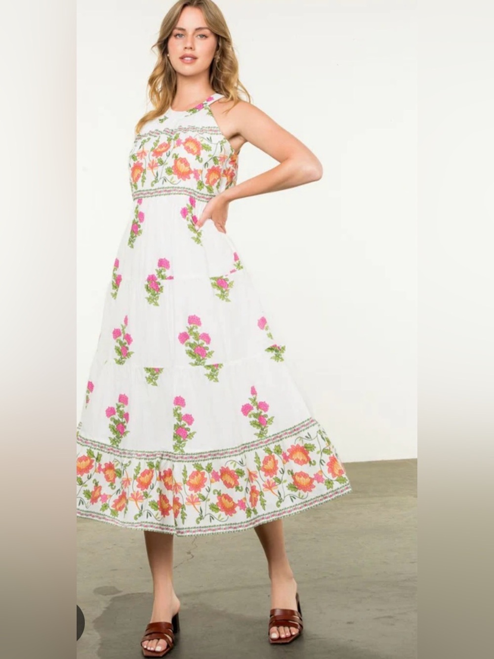 THML floral garden party summer dress cotton size small